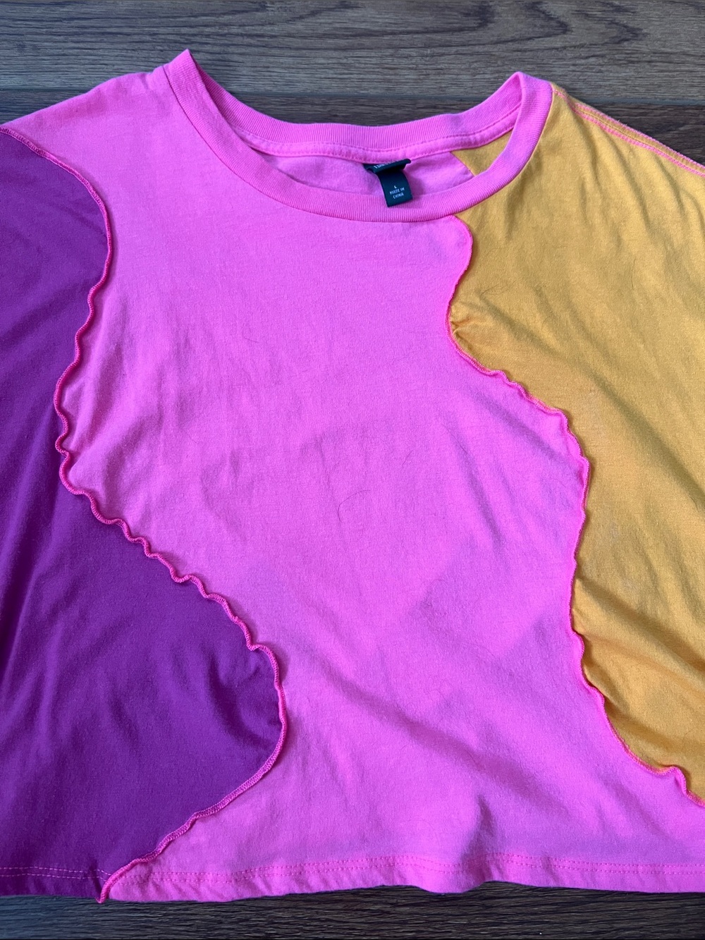 wild fable Pink, Purple & Yellow Colorblock Ruffle-Edge Tee